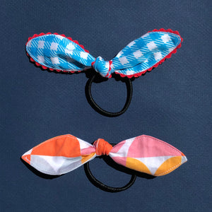 Pair of Hair Ties in Blue Gingham and City Sunset
